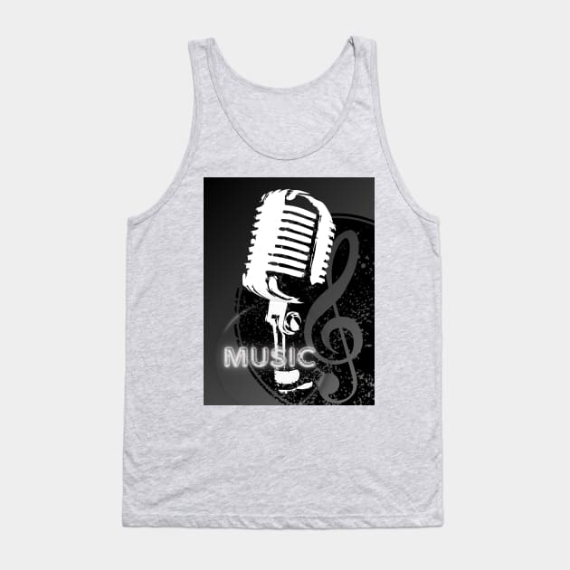 Microphone and music Tank Top by Giovan R